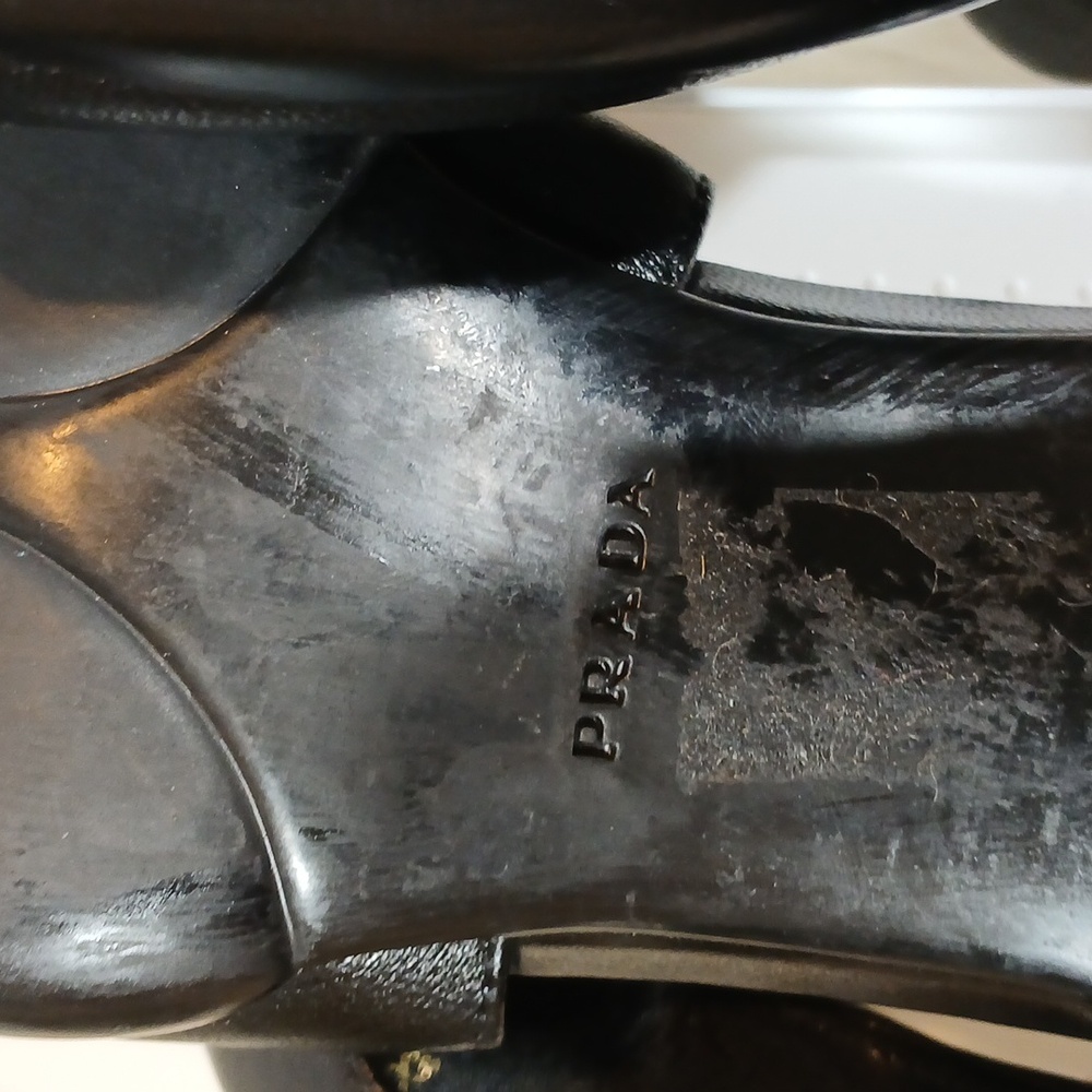 Prada Linea Rossa Nappa Black Peep Toe Heels Sz 38 - Picture 13 of 16